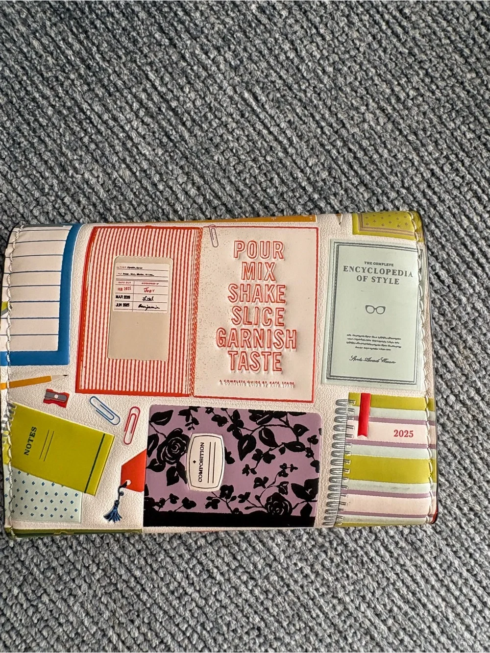 kate spade multicolor book-print compact wallet